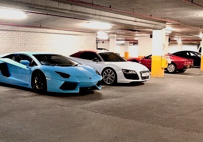 Lamborghini Aventador, Audi R8, Ferrari 288 GTO and Maserati Granturismo